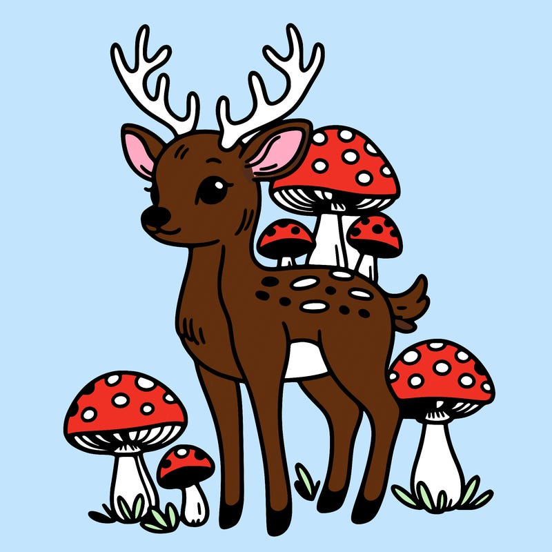 deer with mushrooms growing on it