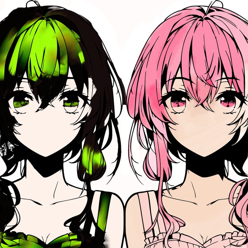 anime realistic twins that are the opposite