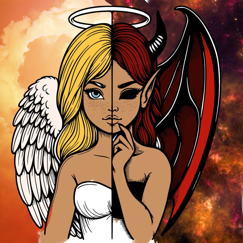 realistic angel half demon