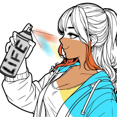 a realistic girl spray, painting
