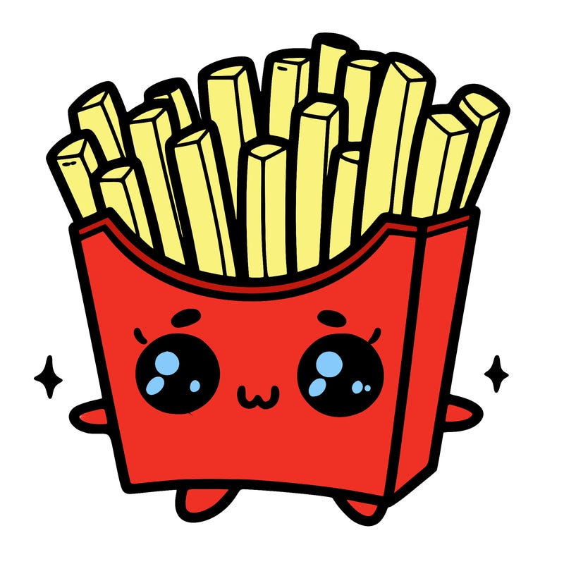 a cute. french fries