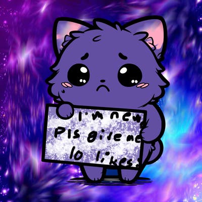 a really cute sad sad cat holding a blank sign