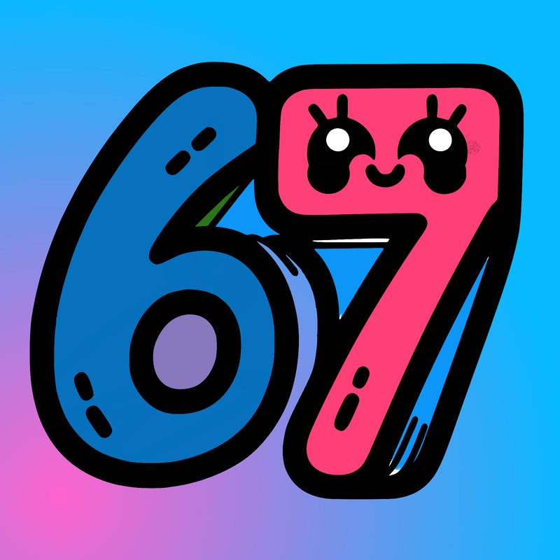 the numbers 67