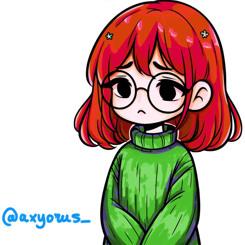 sad girl with glasses in a sweater