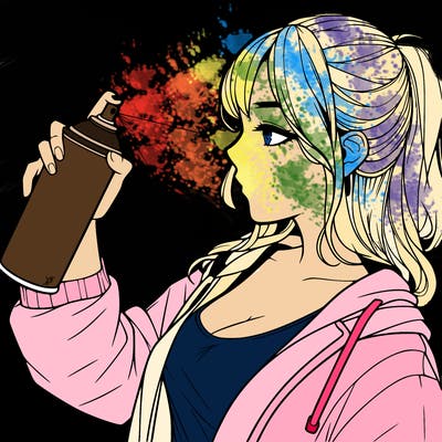 a realistic girl spray, painting