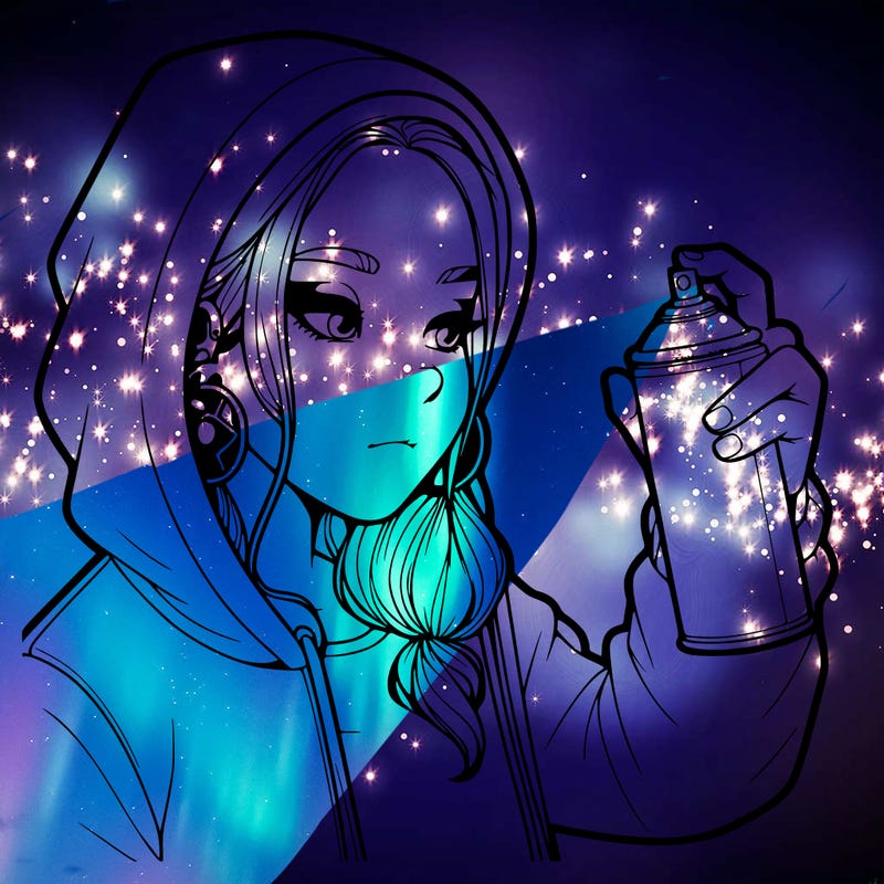 a realistic girl, spray painting