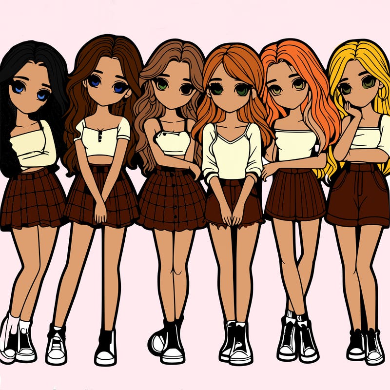 a group of girls realistic