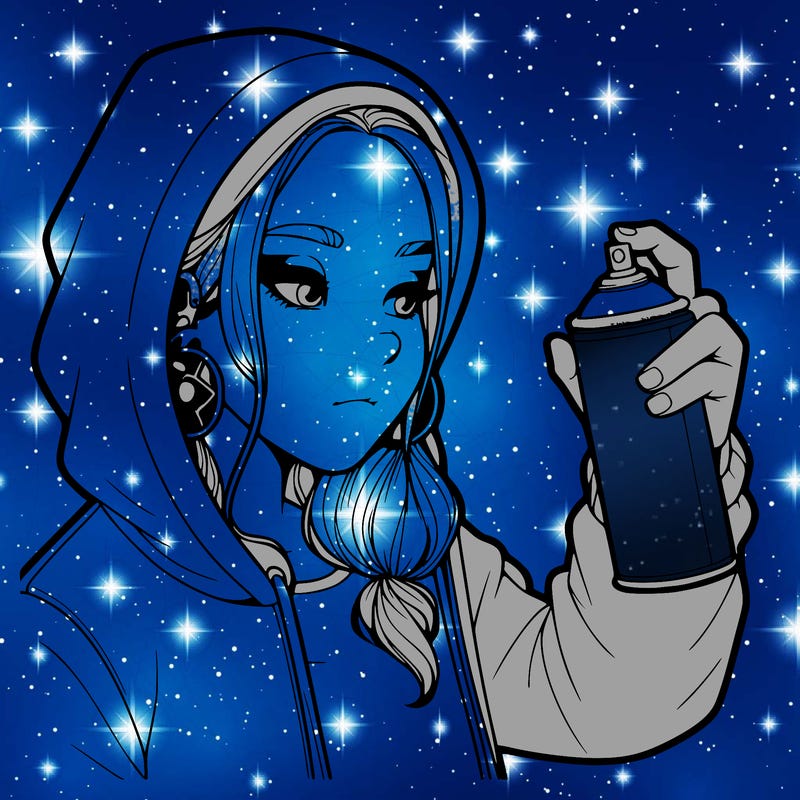 a realistic girl, spray painting