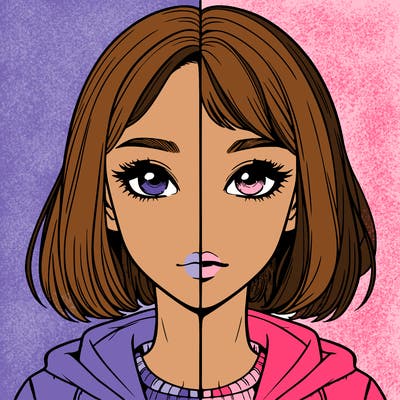 split realistic girl