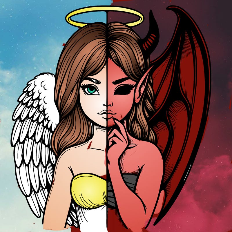 realistic angel half demon