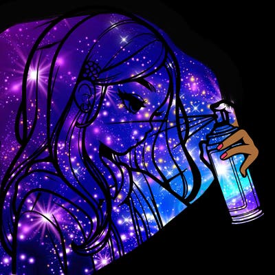 a realistic girl spray painting