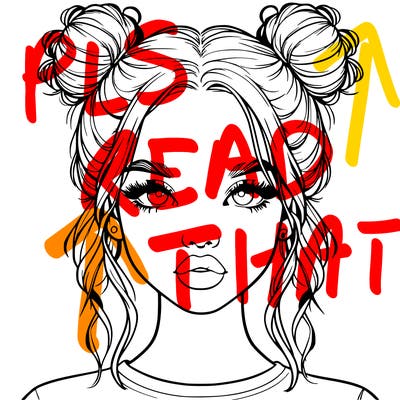 realistic girl with two buns in hair and lips