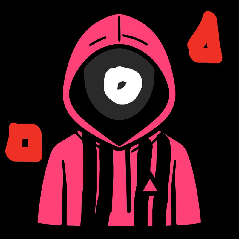 a person with non face waering a hoodie with a small triangle symbol