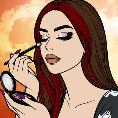 realistic woman doing makeup