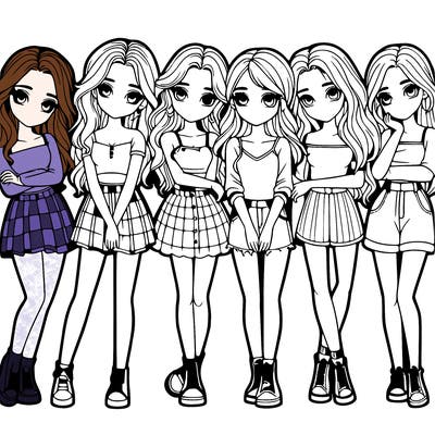 a group of girls realistic