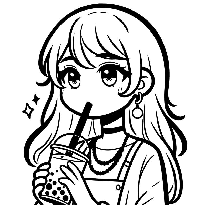teenage girl drinking boba