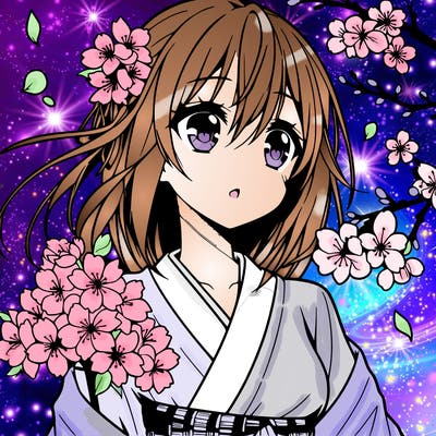 anime girl with cherry blossoms