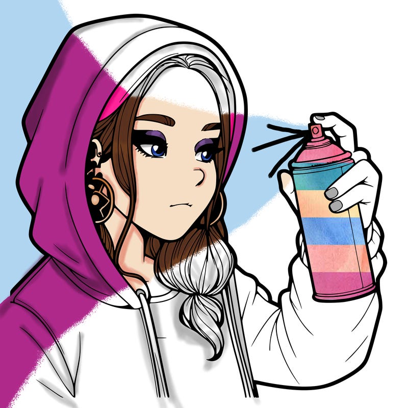 a realistic girl, spray painting