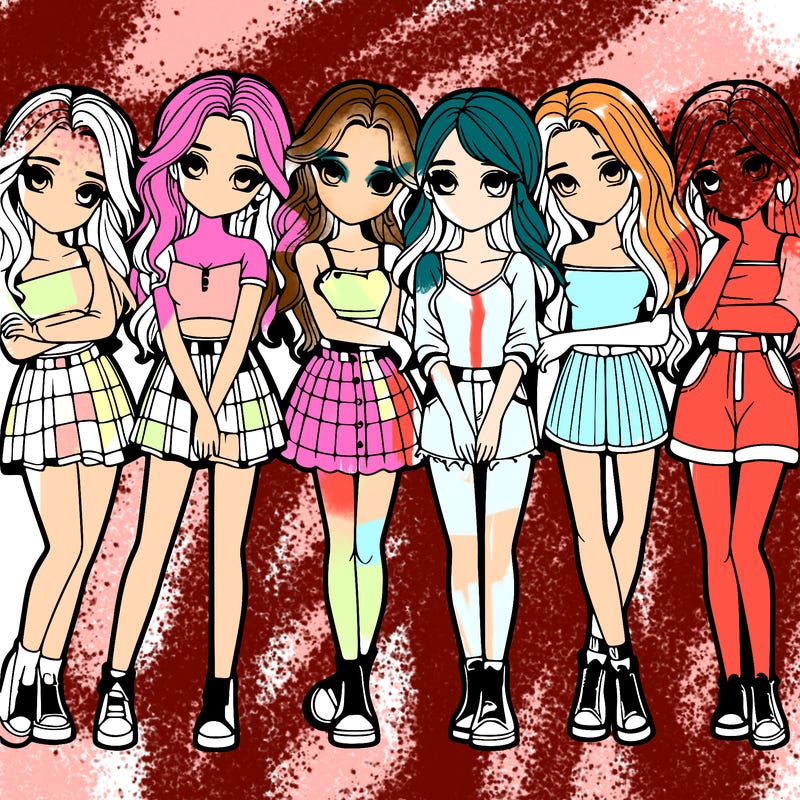 a group of girls realistic