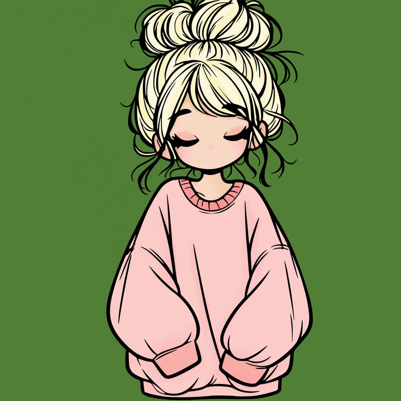 girl with baggy sweatshirt and messy bun