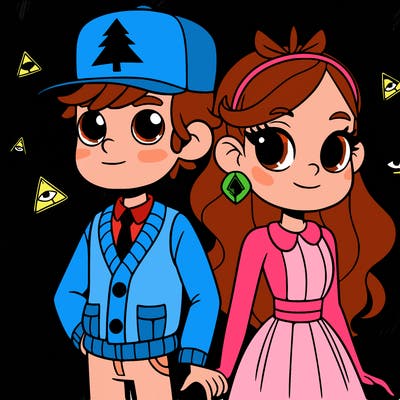 dipper pines and pacifica northwest from gravity falls series as couple