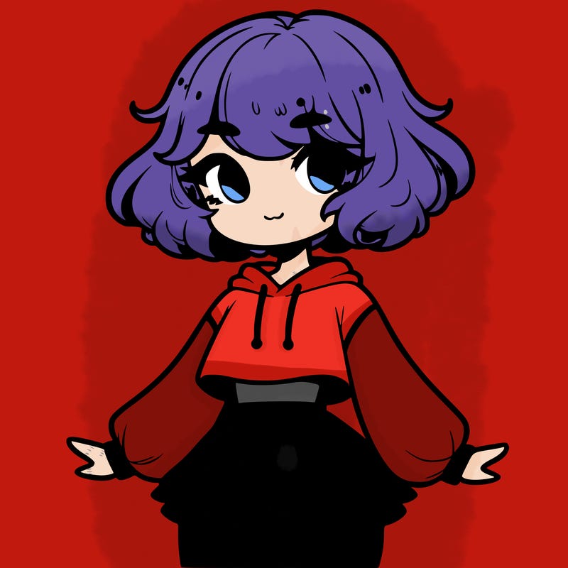 cute femboy with short, fluffy hair that softly frames their face, wearing a cropped hoodie, paired with a flouncy short skirt, and thigh-high stockings