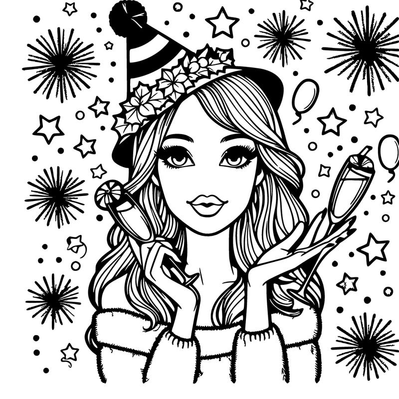 realistic girl celebrating new years sophisticated