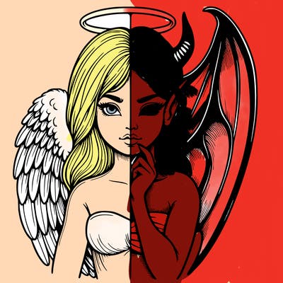 realistic angel half demon