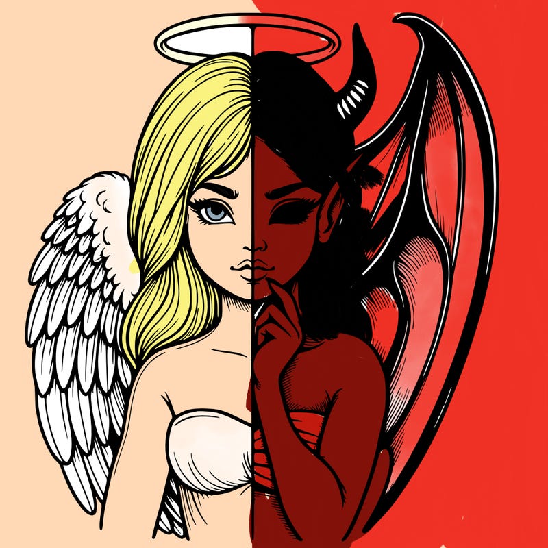 realistic angel half demon