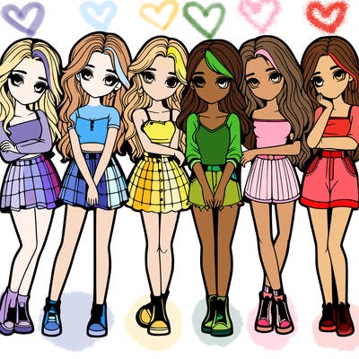 a group of girls realistic