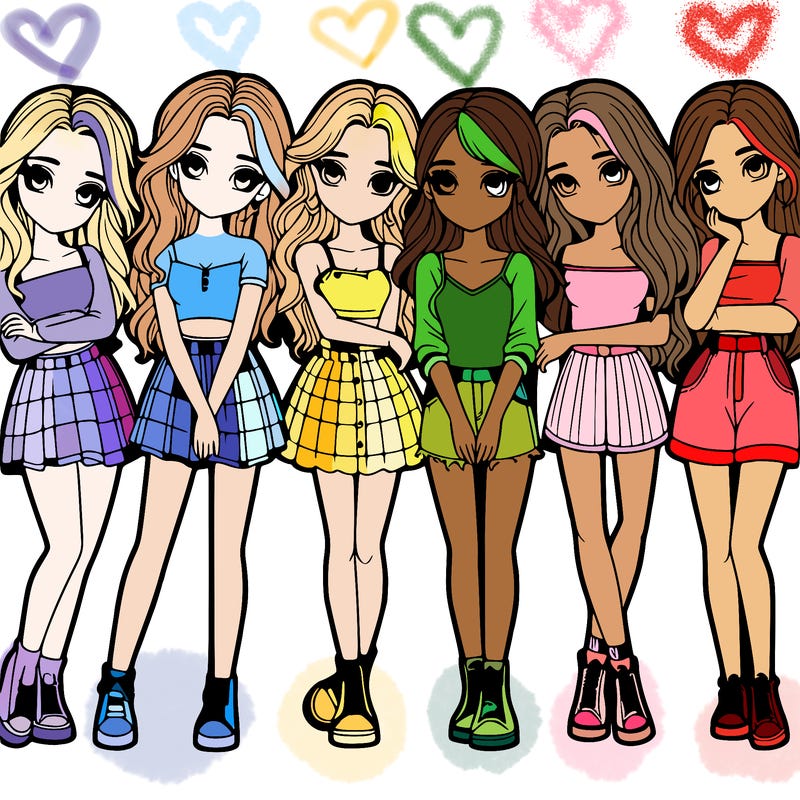 a group of girls realistic