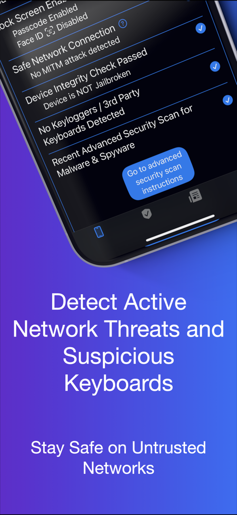 Am I Secure? Antivirus Pro - Am I Secure Antivirus Pro interface showing active network threat detection and suspicious keyboard scanning results