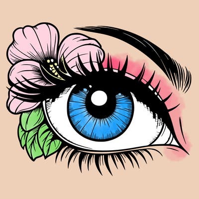 realistic eye with flower