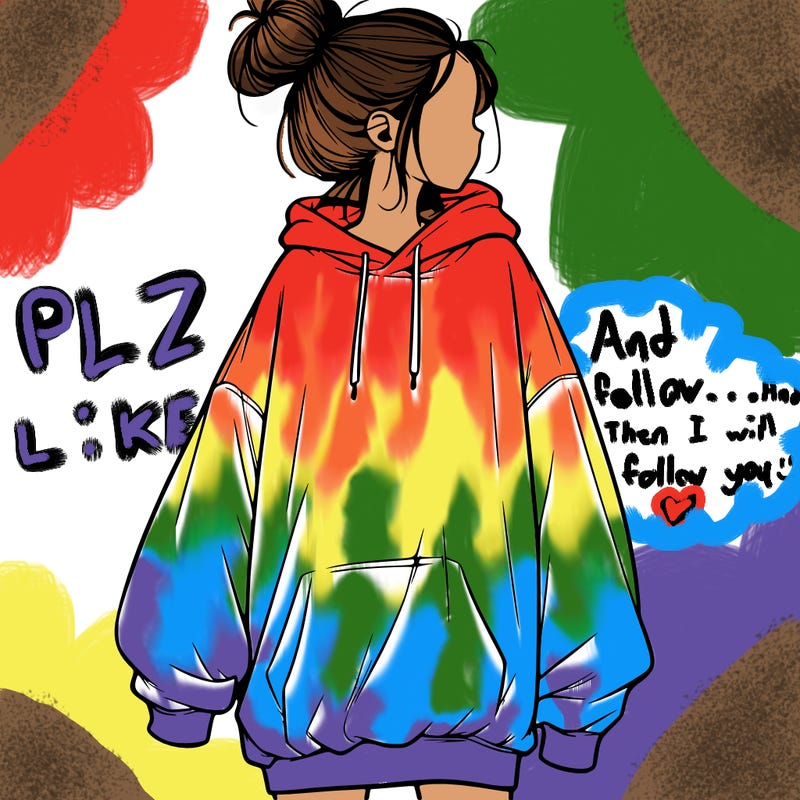 realistic girl with a oversized sweatshirt on and a bun