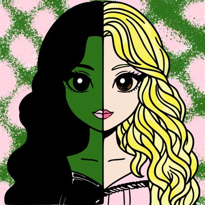 alphaba and glenda half and half