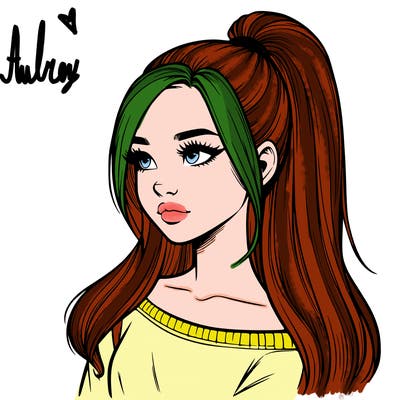 realistic girl with a high ponytail