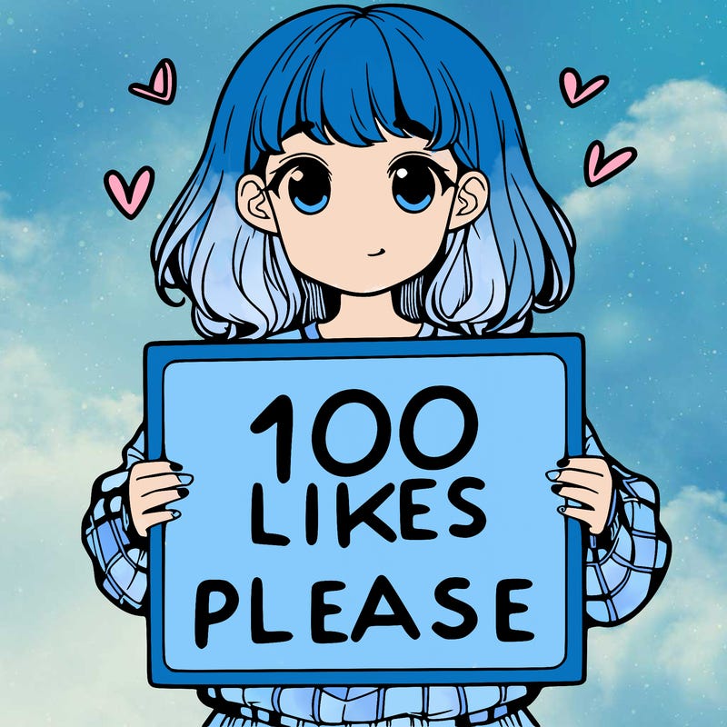a girl holding a sign saying 100 likes please