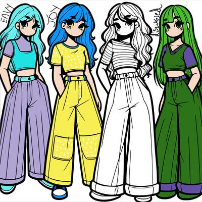 girls with wide pants and a croc top