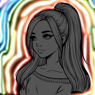 realistic girl with a high ponytail