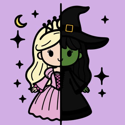 split princess and witch