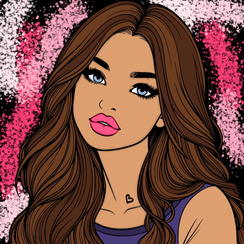 realistic girl with hair on her hair and lips