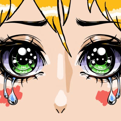 realistic eyes with tears
