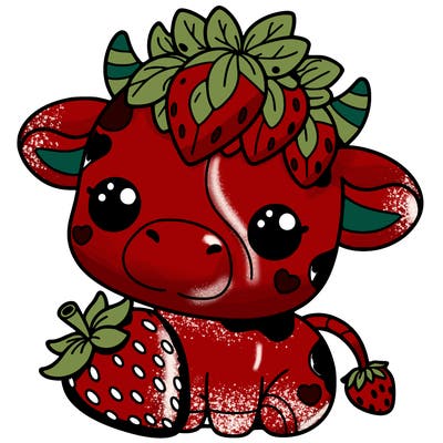 cute strawberry cow