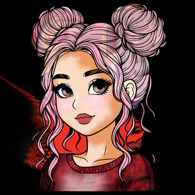 realistic girl with two buns in her hair