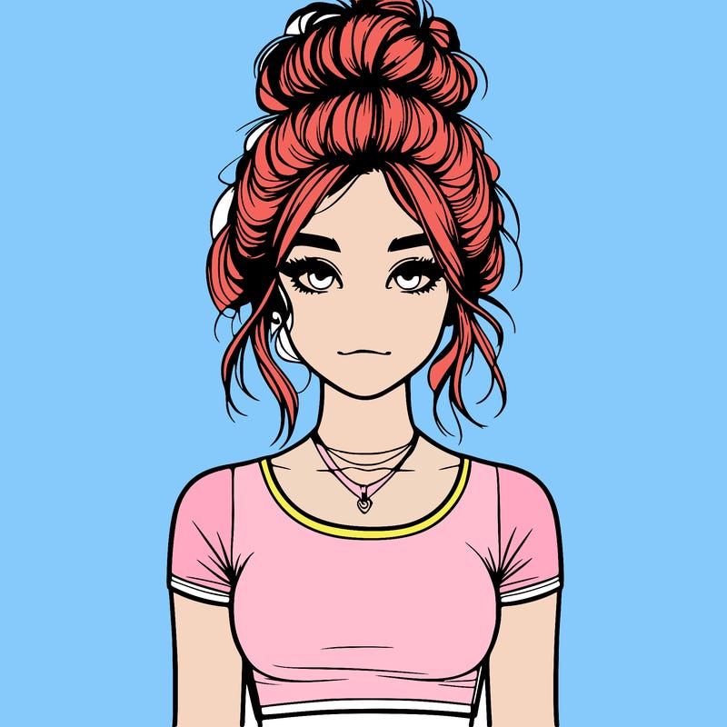 realistic girl with messy bun and croptop