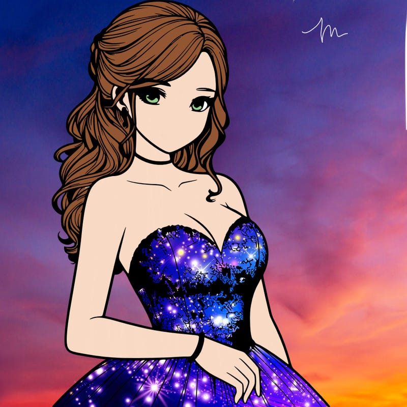 realistic girl in prom dress
