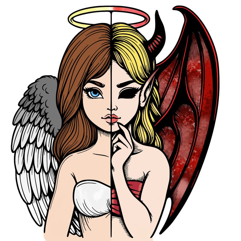 realistic angel half demon