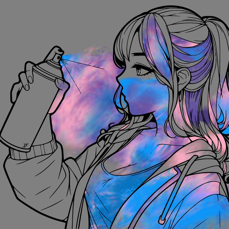 a realistic girl spray, painting