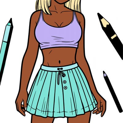 a woman wearing croptop and skirt