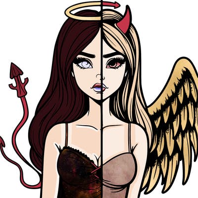 devil vs angel realistic girl